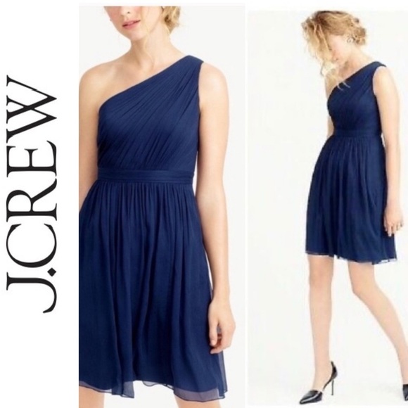 J Crew Kylie Silk Chiffon One Shoulder Cocktail Party Dinner Dress - Picture 1 of 8